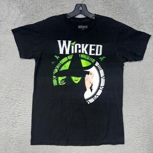 Wicked Broadway Musical Defy Gravity T Shirt Women Sz S Black Elphaba 2-Side Tee